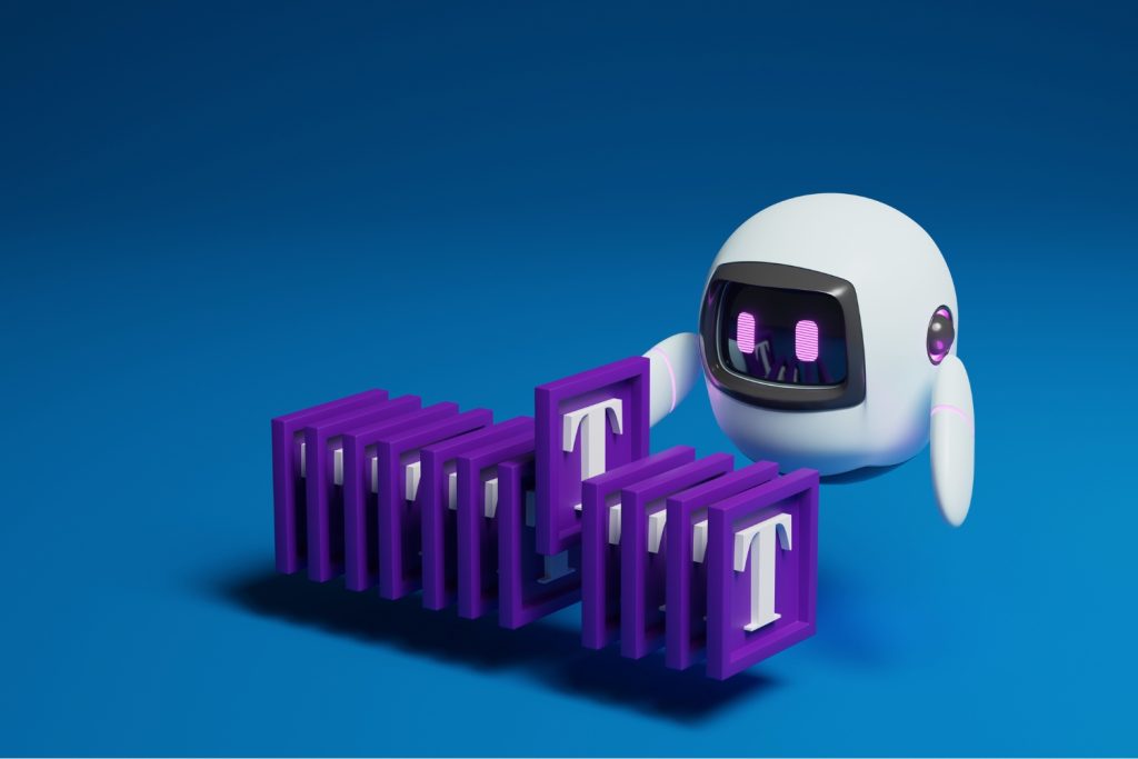 A robot search the letters for type a prompt